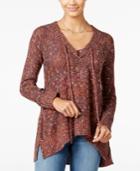 American Rag Lace-up High-low Sweater, Only At Macy's