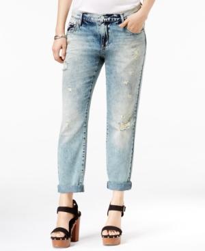 Jessica Simpson Ripped Acid Wash Straight-leg Jeans
