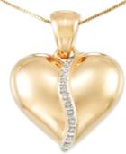 Signature Diamonds Puff Heart Pendant Necklace In 14k Gold Over Resin Core Diamond And Crystallized Diamond Dust