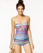 Jessica Simpson Geo-print Strapless One-piece Swimsuit Women's Swimsuit