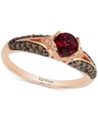 Le Vian Chocolatier Raspberry Rhodolite Garnet (1/2 Ct. T.w.) And Diamond (3/8 Ct. T.w.) Ring In 14k Rose Gold