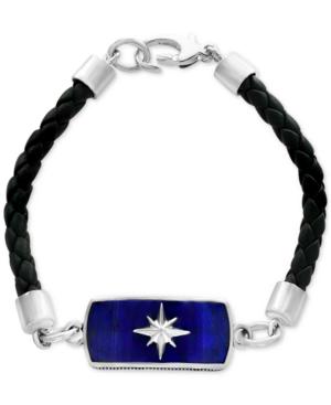 Effy Men's Lapis Lazuli (27 X 11mm) Braided Leather Bracelet In Sterling Silver