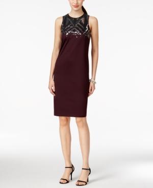 Spense Petite Sequin-yoke Shift Dress