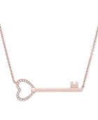 Wrapped Diamond Key 17 Pendant Necklace (1/10 Ct. T.w.) In 14k Rose Gold, Created For Macy's