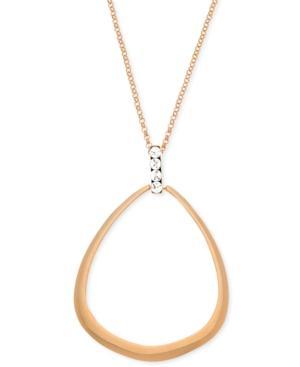 T Tahari Rose Gold-tone Crystal Open Teardrop Pendant Necklace