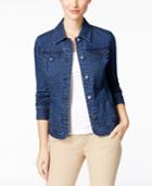 Charter Club Dot-print Denim Jacket, Only At Macy's