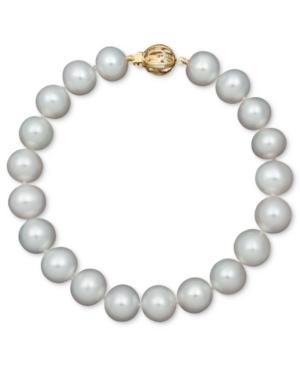"belle De Mer Pearl Bracelet, 8"" 14k Gold Aa+ Cultured Freshwater Pearl Strand (9-10mm)"