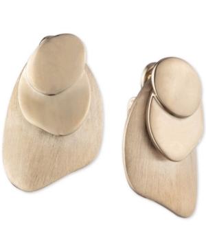 Carolee Gold-tone Layered Disc Clip-on Drop Earrings