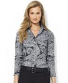 Lauren Ralph Lauren Petite Three-quarter-sleeve Paisley-print Shirt