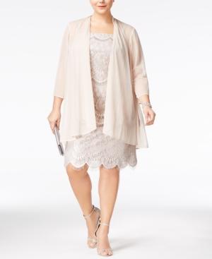 R & M Richards Plus Size Lace Dress And Chiffon Jacket