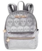 Betsey Johnson Small Velvet Skull Backpack
