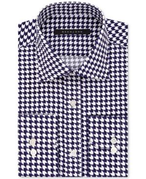 Sean John Men's Fitted Tailored-cut Purple Print Dress Shirt