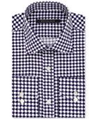 Sean John Men's Fitted Tailored-cut Purple Print Dress Shirt