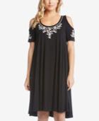 Karen Kane Embroidered Cold-shoulder Dress