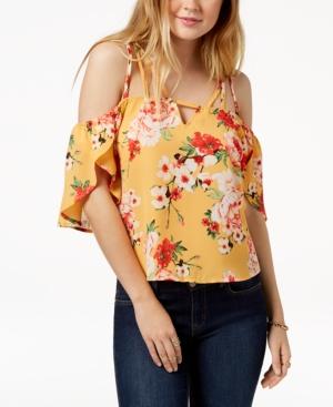 7 Sisters Juniors' Printed Off-the-shoulder Blouse