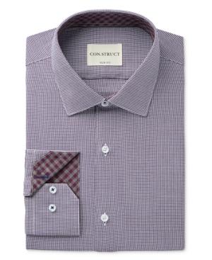 Con. Struct Men's Slim-fit Navy/purple Mini-houndstooth Dress Shirt