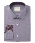 Con. Struct Men's Slim-fit Navy/purple Mini-houndstooth Dress Shirt