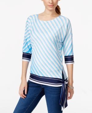 Ny Collection Petite Striped Side-tie Top