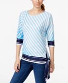 Ny Collection Petite Striped Side-tie Top