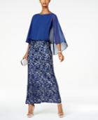 Alex Evenings Embroidered-skirt Cape Gown
