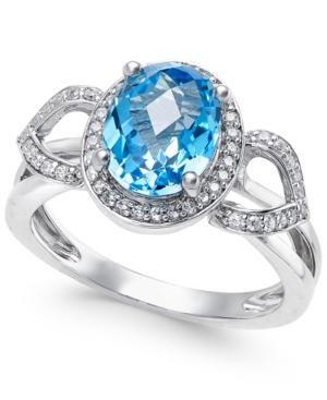 Blue Topaz (2-1/4 Ct. T.w.) And Diamond (1/5 Ct. T.w.) Ring In 14k White Gold