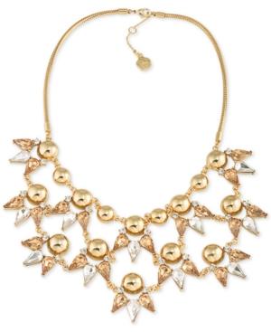 Trina Turk Gold-tone Metallic Sphere And Crystal Statement Necklace