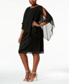 Connected Plus Size Cape-overlay Dress