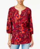 Tommy Hilfiger Floral-print Shirred-neck Top