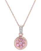 Pink Sapphire (3/8 Ct. T.w.) And Diamond Accent Pendant Necklace In 14k Rose Gold