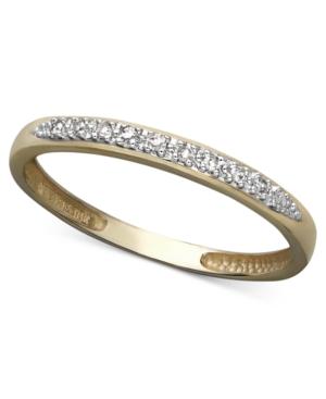 14k White, Yellow, Or Rose Gold Ring, Pave Diamond Accent Band
