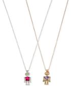 Betsey Johnson Two-tone Embellished Robot Pendant Necklace