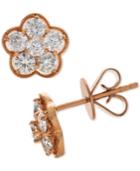 Diamond Flower Cluster Stud Earrings (3/4 Ct. T.w.) In 14k Rose Gold