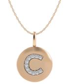 14k Rose Gold Necklace, Diamond Accent Letter C Disk Pendant