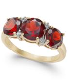 Garnet (3-1/2 Ct. T.w.) & Diamond Accent Ring In 14k Gold