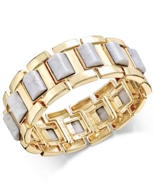 Gold-tone 3-d White Stone Bracelet