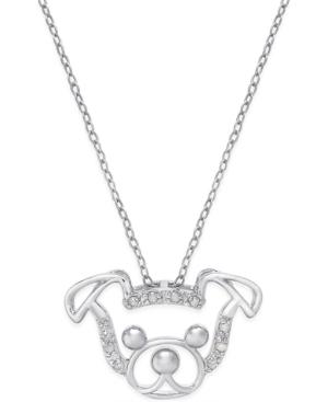 Diamond Dog Face Pendant Necklace (1/10 Ct. T.w.) In Sterling Silver