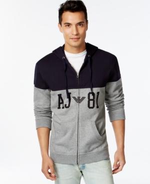 Armani Jeans Color-block Aj81 Full-zip Hoodie