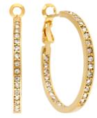 Hint Of Gold Crystal Hoop Earrings In 14k Gold-plated Brass, 35mm