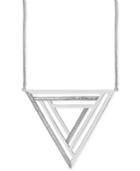 Geo By Effy Diamond Triangle Pendant Necklace (1/4 Ct. T.w.) In Sterling Silver
