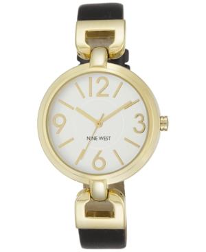 Nine West Women's Black Leather Strap Watch 36mm Nw/1778svbk