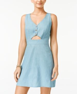 Teeze Me Juniors' Lace-back Cutout Chambray Dress