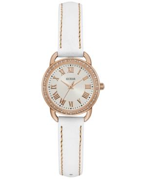 Guess Women's White Leather Strap Watch 27mm U0959l3