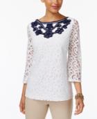 Charter Club Embroidered Lace Top, Only At Macy's