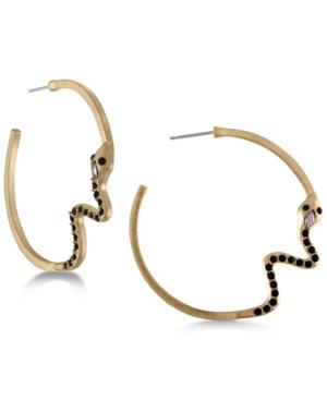 Rachel Rachel Roy Gold-tone Black & Pink Stone Snake Hoop Earrings