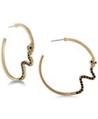 Rachel Rachel Roy Gold-tone Black & Pink Stone Snake Hoop Earrings