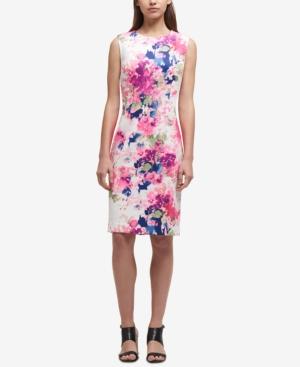 Dkny Printed Scuba Sheath Dress, Created For Macy's