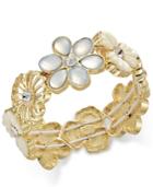 Charter Club Gold-tone Multi-flower Stone And Crystal Stretch Bracelet, Only At Macy's