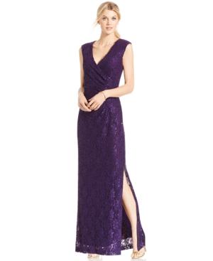 Connected Petite Sequined Lace Gown