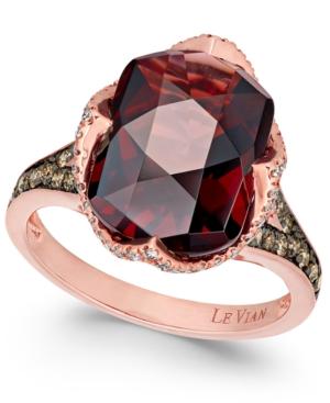 Le Vian Chocolatier Pomegranate Garnet (6-9/10 Ct. T.w.) And Diamond (3/8 Ct. T.w.) Ring In 14k Rose Gold(also Available In London Blue Topaz)