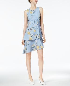 Bar Iii Printed Asymmetrical Ruffle Dress, Created For Macy's